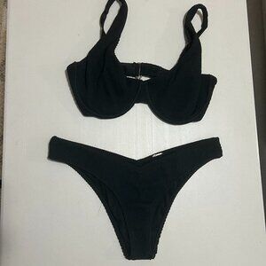 Abercrombie Curve Love High Apex Bikini Top& Bottom. Black Size M